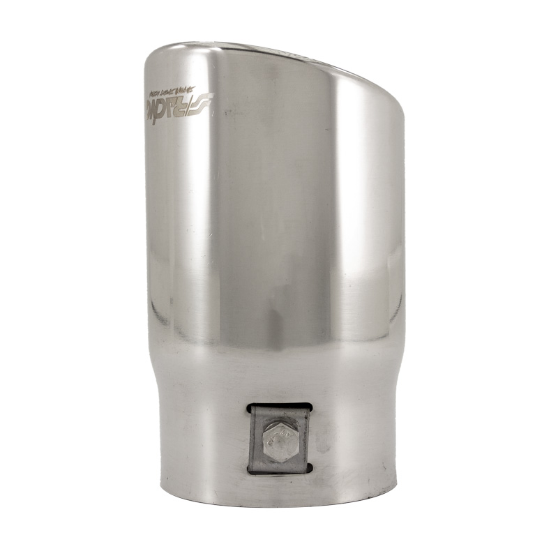 Simoni Racing Exhaust Tip Round/Slanting Inox - Ø76xL128mm - Installation ->68mm