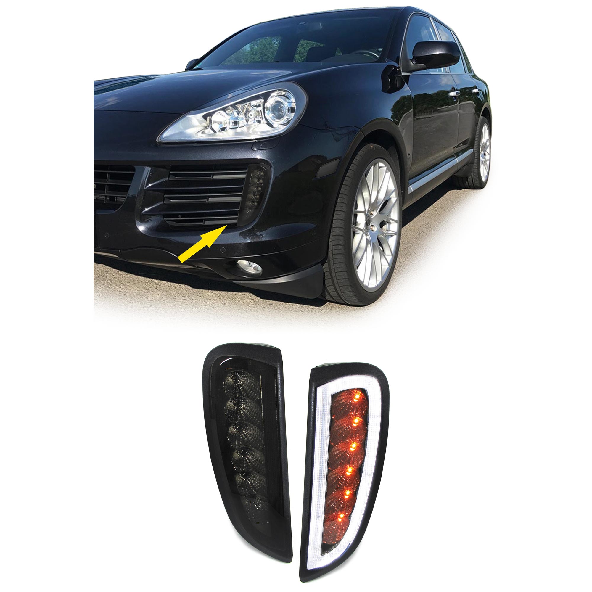 Turn signals DRL Porsche Cayenne 06-10 LED smoke