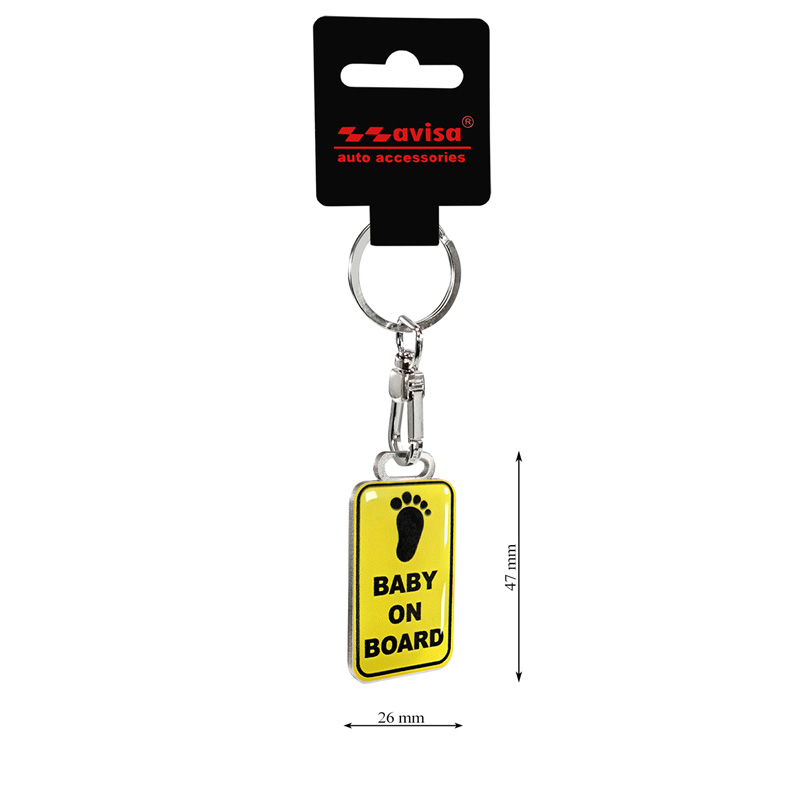 Stainless steel key chain - 'Baby On Board'