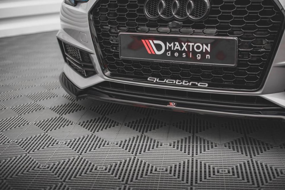 Voorspoiler passend voor Audi S4 / A4 S-Line B9 V.4 Glanzend Zwart