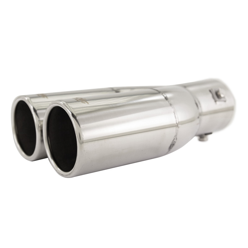 Simoni Racing Exhaust Tip Double Round Inox - Ø63xL220mm - Installation ->60mm