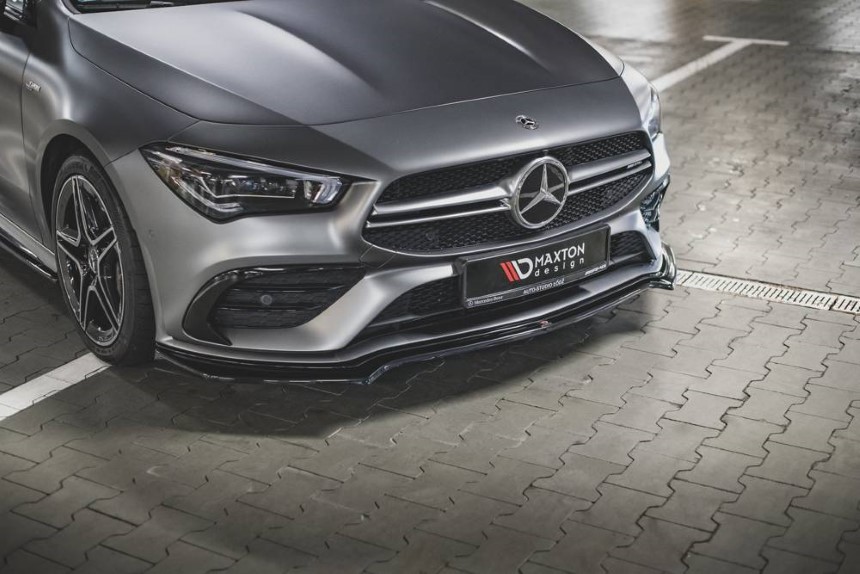Voorspoiler passend voor Mercedes AMG CLA 35 Aero Maxton Design glans zwart