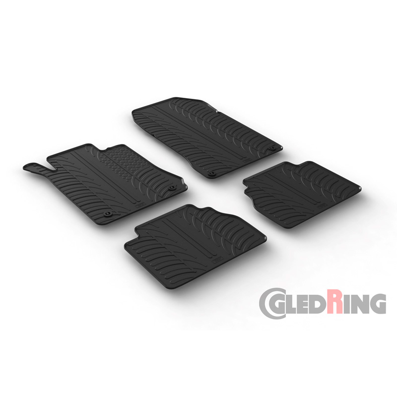 Rubber car mats set  Mercedes E-Class W210 1995-2003 (T profile 4-pieces + mounting clips)