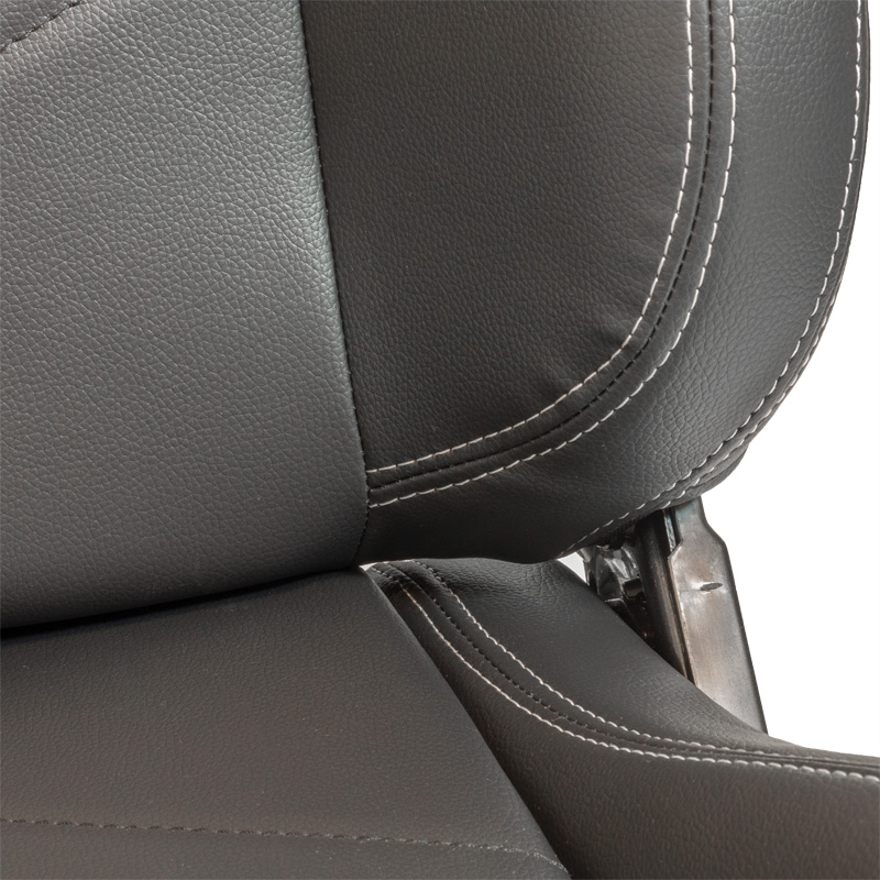 Sport seat 'TN' - Black Synthetic leather + Silver stitching - Dual-side reclinable back-rest - incl. slides