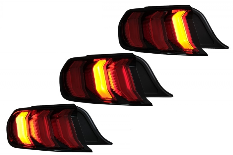 Full LED Taillights suitable for Ford Mustang VI S550 (2015-2022) Black with Dynamic Sequential Turning Lights