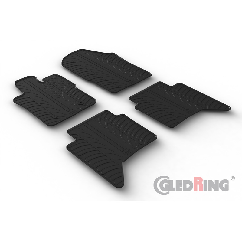 Rubber car mats set  Ford Ranger (Raptor) II 2022- (Petrol) & Volkswagen Amarok II 2022- (T profile 4-pieces + mounting clips)