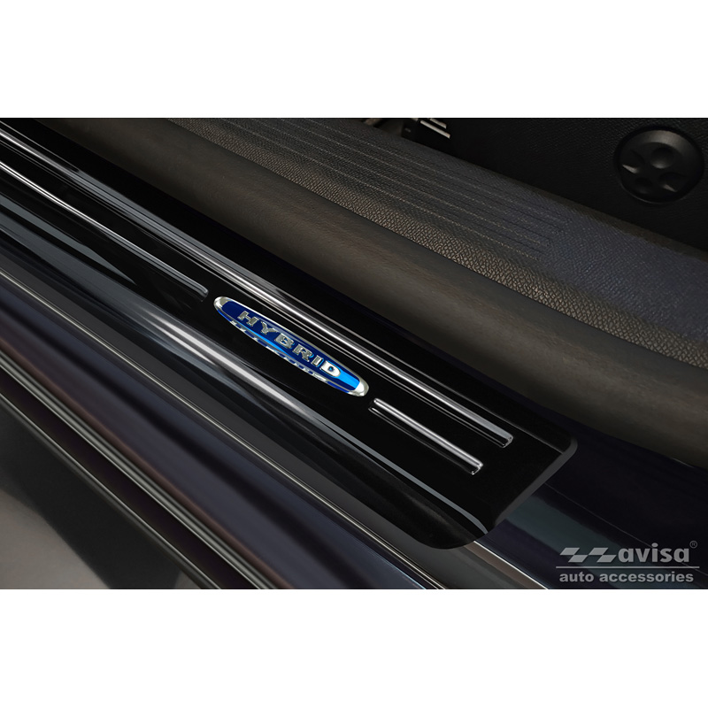 Black Inox door sill protectors  Peugeot 508 II Sedan 2019- 'Hybrid' - 4-pieces