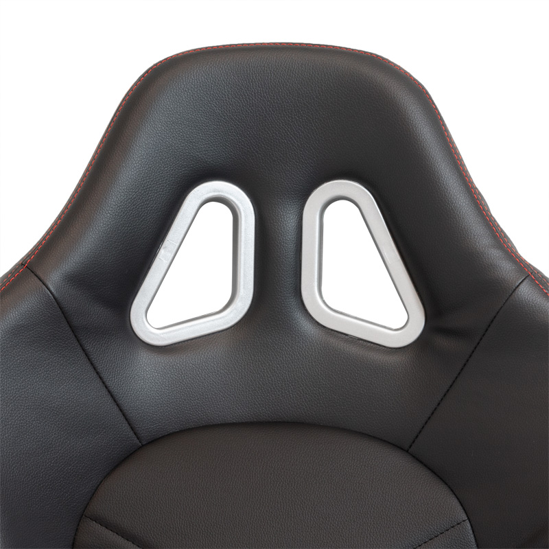 Sport seat 'TN' - Black Synthetic leather + Red stitching - Dual-side reclinable back-rest - incl. slides