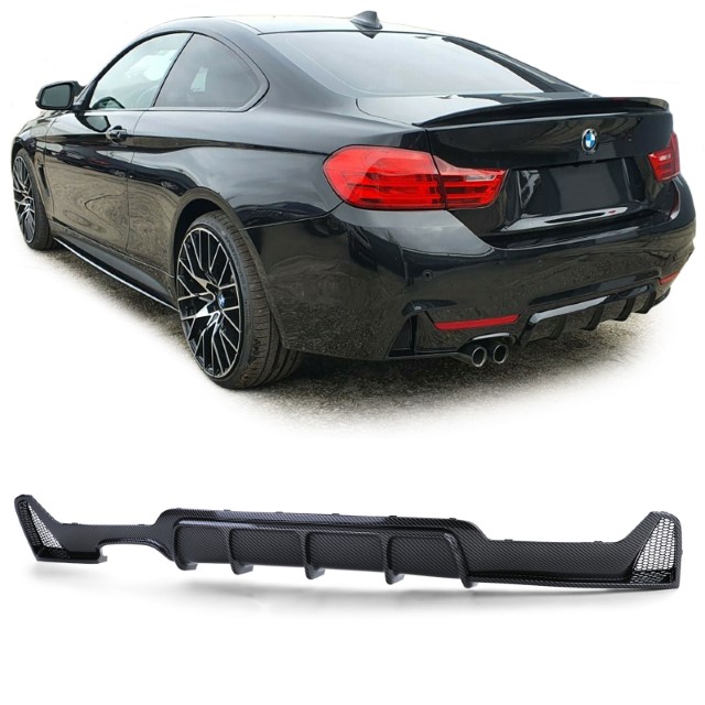Diffuser passend voor BMW 4-serie F32 / F36 2013- Carbon Look M-Pakket Dubbel Links