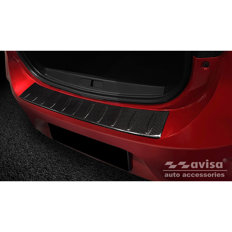 Real 3D Carbon Rear bumper protector  Opel Corsa F HB 5-doors GS Line 2019- 'Ribs'