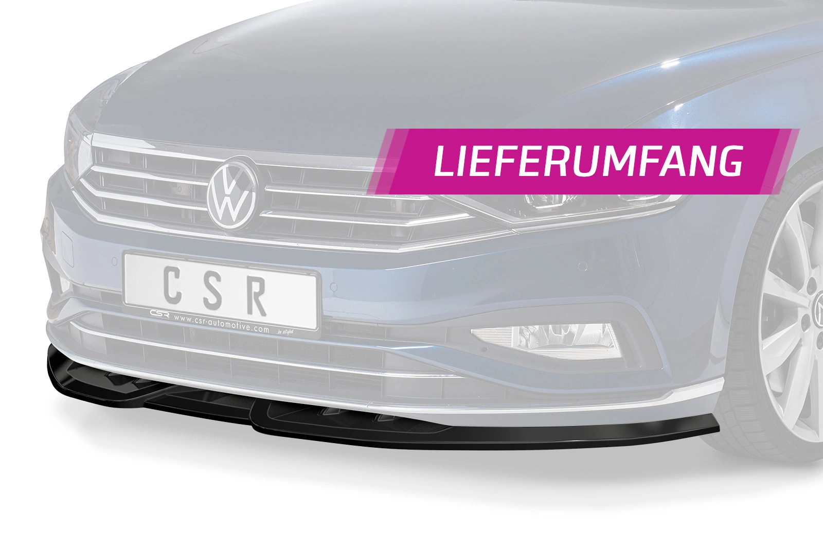 Voorspoiler passend voor VW Passat B8 (Typ 3G) Glans Zwart – 06/2019–