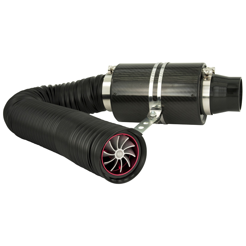 Universal Air filter system Carbon incl. 1m Hose/Turbo/2 Adapters 76mm/63.5mm