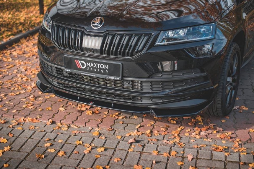 Voorspoiler passend voor Skoda Karoq sportline Maxton Design glans zwart