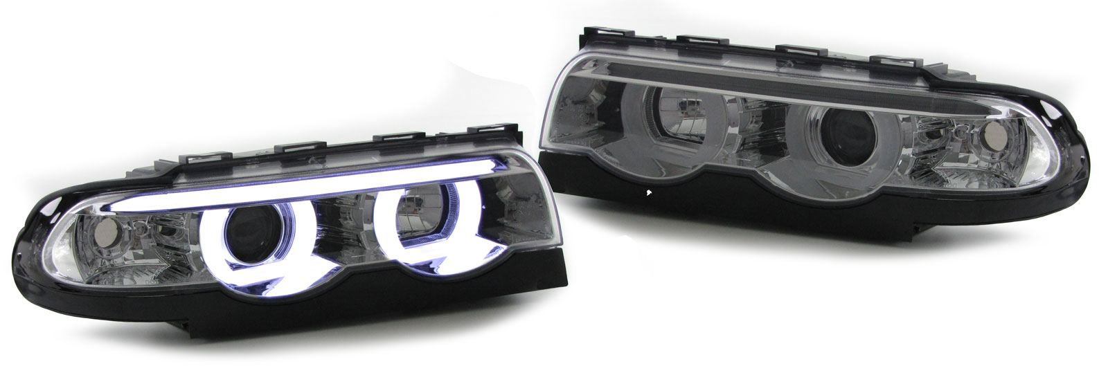 Headlights BMW E38 94-01 3D LED Halo Rims Black