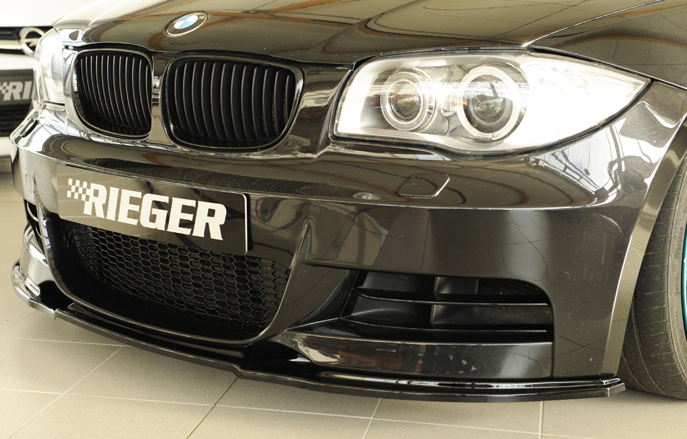 Voorspoiler passend voor BMW 1Serie E82/E88 2007-.. Zwart Glans Rieger
