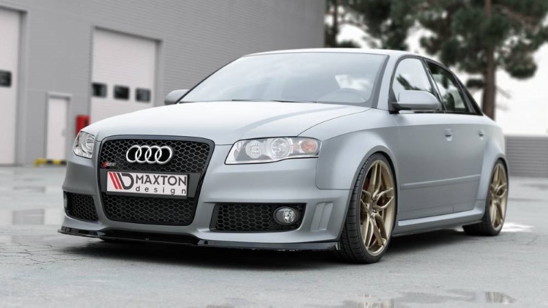 Voorspoiler passend voor Audi RS4 B7 V.1 Glanzend Zwart