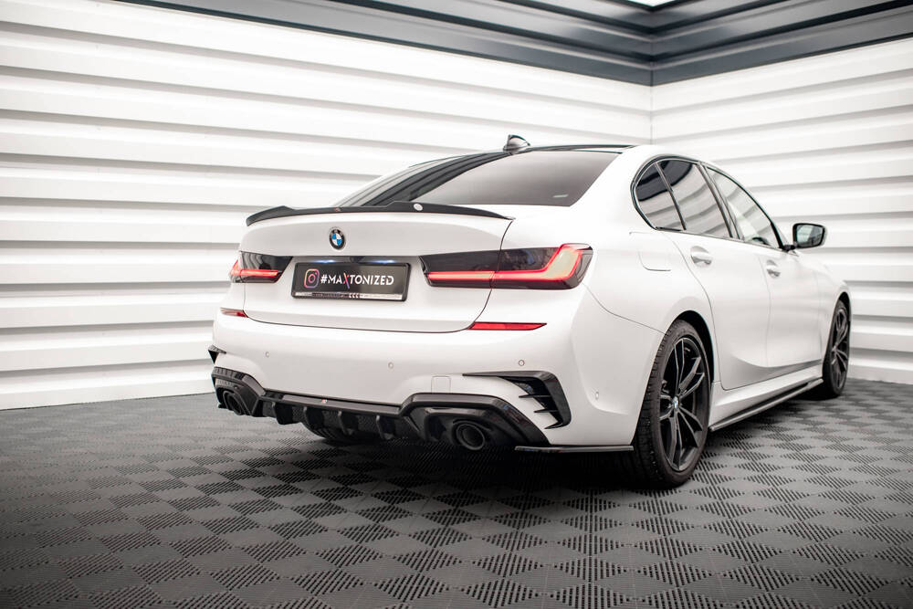 Diffuser passend voor BMW 3 Serie M Pakket G20 G21 met Trekhaak Maxton Glans Zwart
