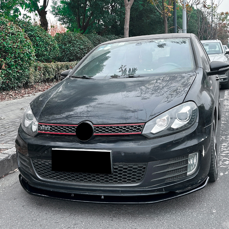 Front spoiler lip  Volkswagen Golf VI GTi 2008-2012 (Glossy Black ABS)