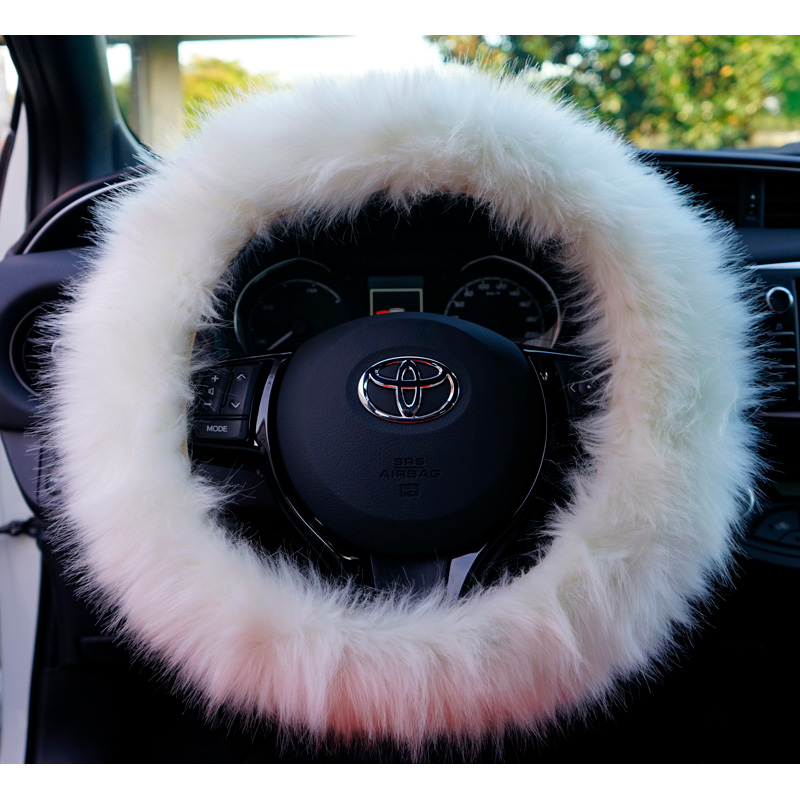 Simoni Racing Steering Wheel Cover Fluffy Fur - White - 37-39cm