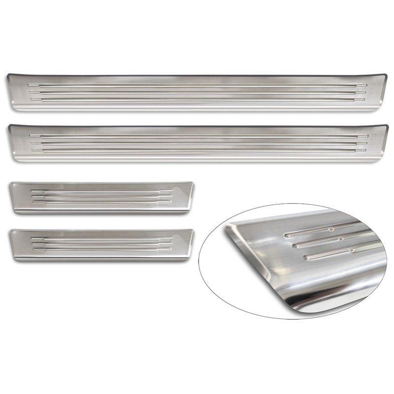 Avisa Stainless Steel Door sill protectors  Omoda 5 2024- - 'Lines' - 4-pieces