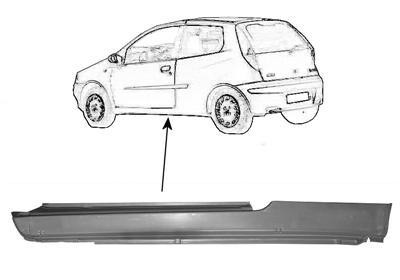 dorpel, 3 drs, rechts Fiat Punto, 1999-2005
