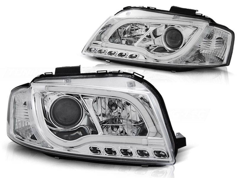 Headlights Audi A3 8P 03-08 Tube Light LED chome