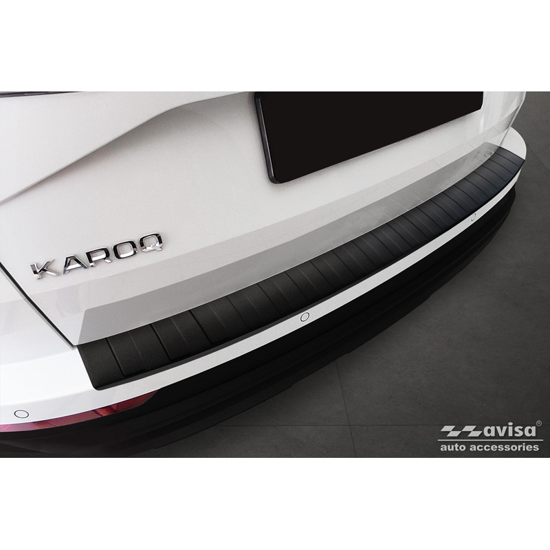 Matt Black Stainless Steel Rear bumper protector  Skoda Karoq Facelift 2022- + Sportline Facelift 2022-  'Ribs'