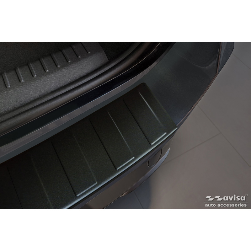 Matt Black Stainless Steel Rear bumper protector  Seat Leon Sportstourer incl. FR / Cupra Leon Sportstourer 2020-2024 & Facelift 2024- 'Ribs'