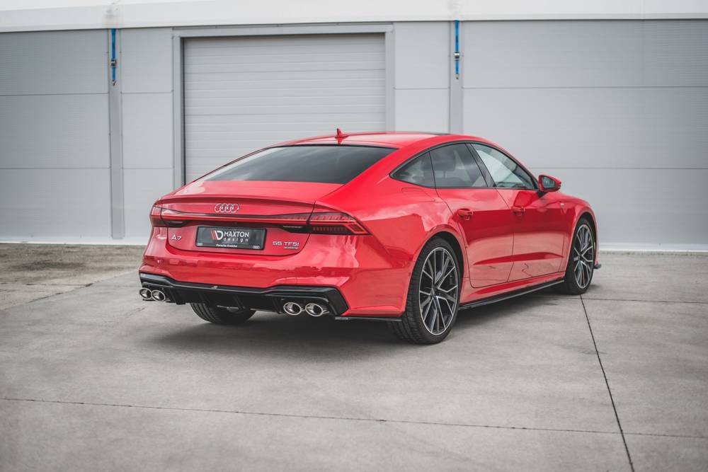 Diffuser passend voor Audi A7 C8 S-Line Maxton Glans Zwart Chrome Sierstukken