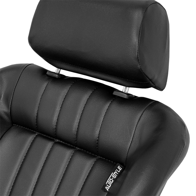 Sport seat 'Classic' - Black Synthetic leather - Non-reclinable back-rest + Head-rest - incl. slides