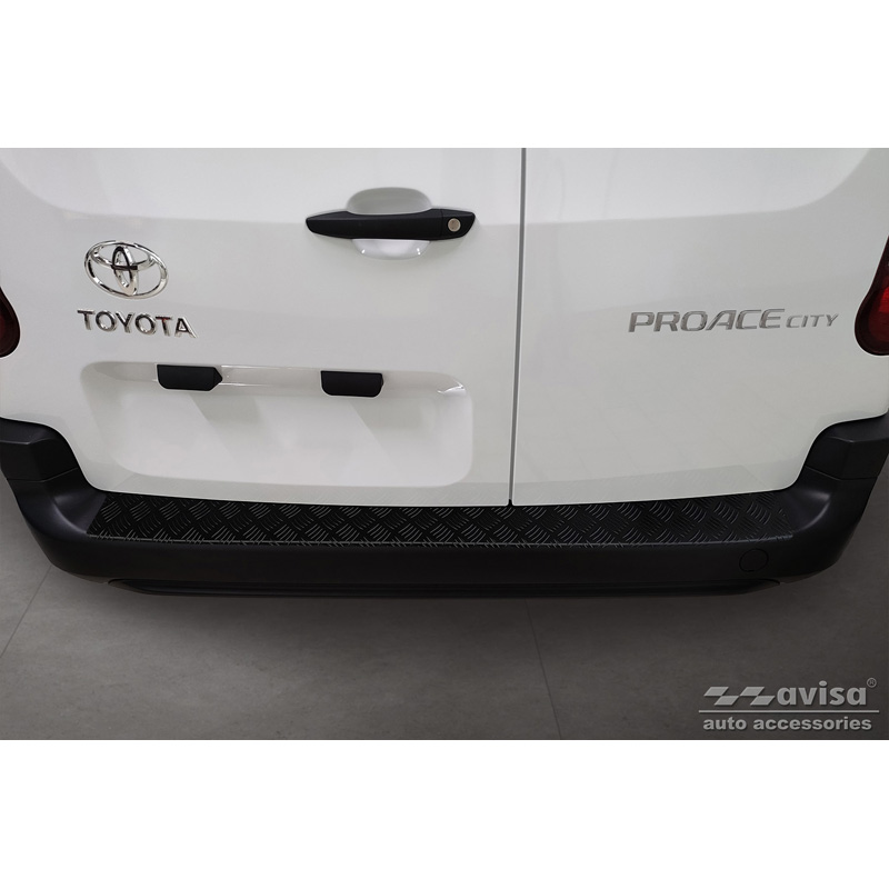 Matt Black Aluminum Rear bumper protector  Citroën Berlingo (Multispace) & Peugeot Partner 2008-2015 & 2015-2018 & 2018- & Peugeot Rifter 2018- & Opel Combo E 2018- & Toyota Proace City/Verso 2019- & Fiat Doblo 2022- 'Riffled Plate'