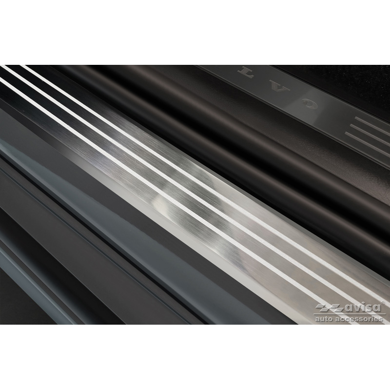 Inox door sill protectors  Volvo XC90 II 2015-2019 & all Facelift models - 'Lines' - 4-pieces