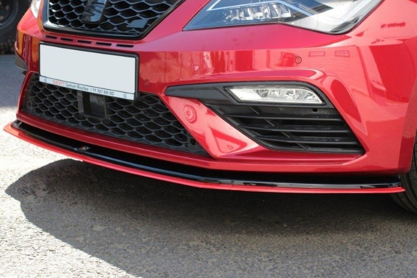 Voorspoiler passend voor Seat Leon FR 5F Maxton Design glans zwart V.3