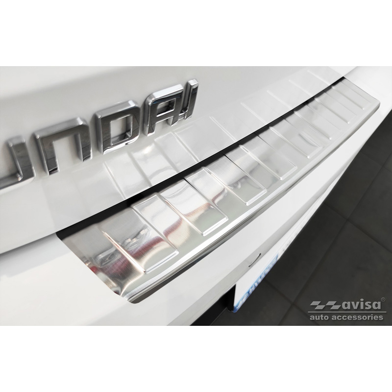 Stainless Steel Rear bumper protector  Hyundai i20 III 5 doors 2020-2023 & FL 2023- 'Ribs' (2-pieces)