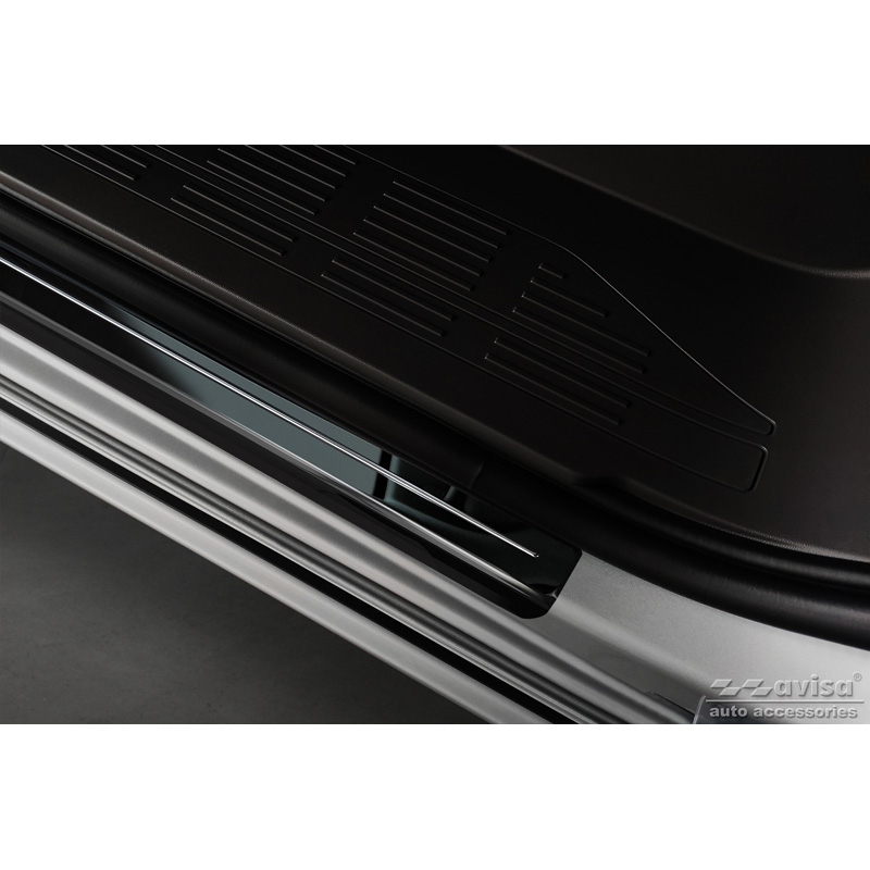 Mirror Black Inox door sill protectors  Volkswagen Multivan T7 2021- - 'Hybrid' - 4-pieces