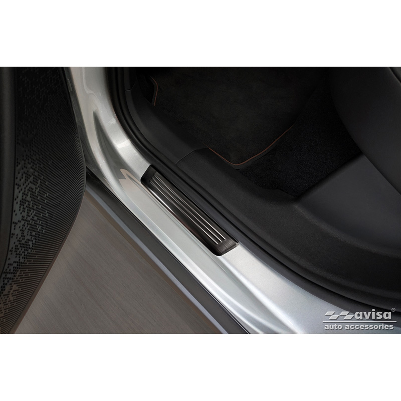 Black Inox door sill protectors  Skoda Enyaq iV 2020- - 'Special Edition' - 4-pieces