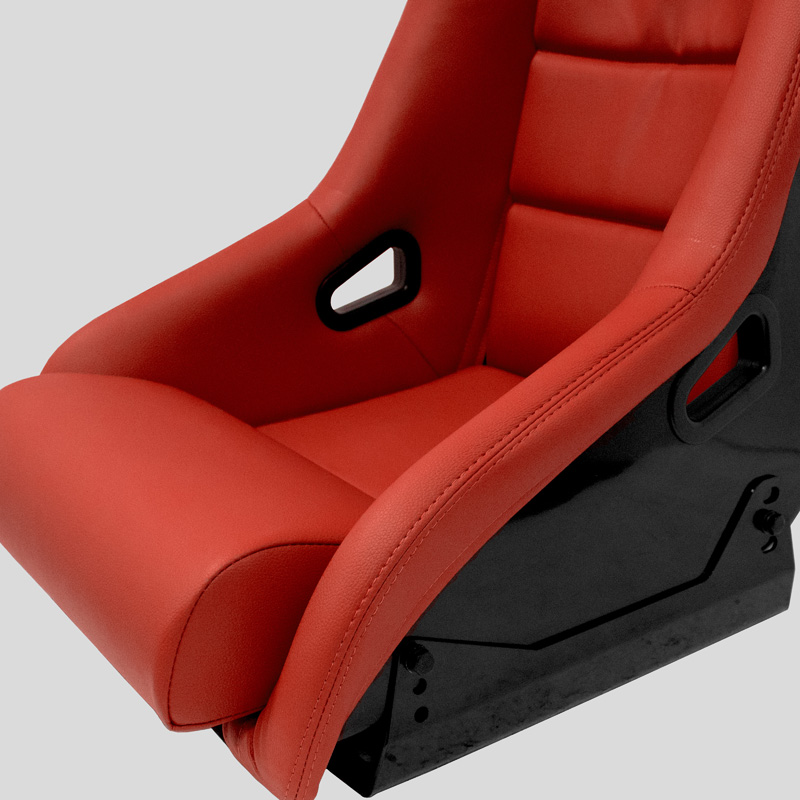 Sport seat 'BS1' - Red Synthetic leather - Non-reclinable fibreglass back-rest - incl. slides