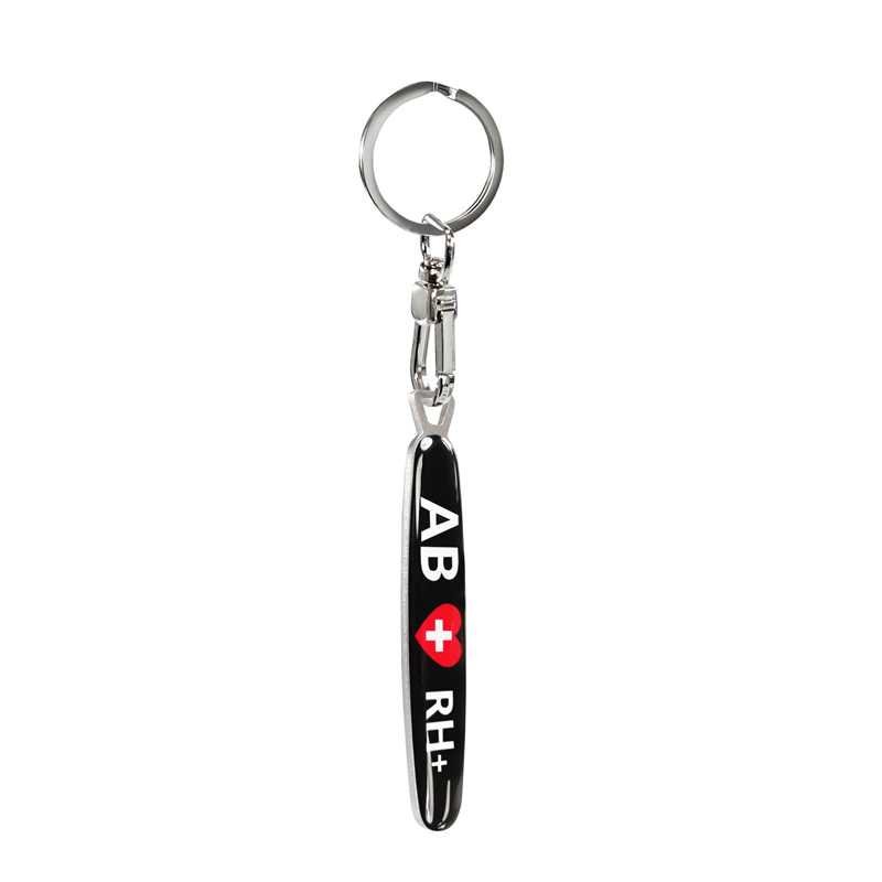 Stainless steel key chain - 'Blood Type' AB RH+
