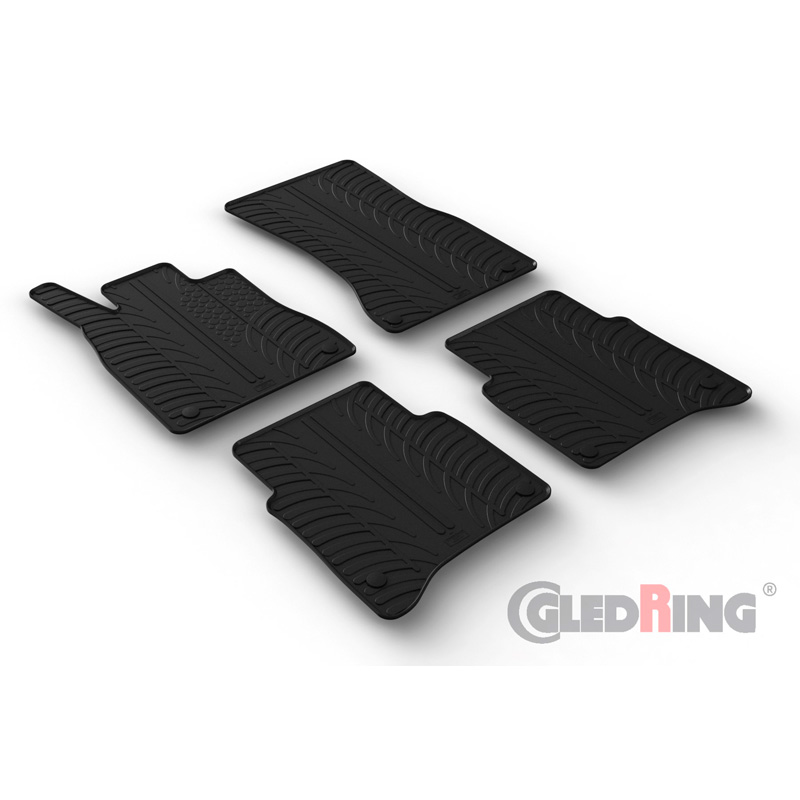 Rubber car mats set  Mercedes S-Class V223 LWB 9/2020- (T profile 4-pieces + mounting clips)