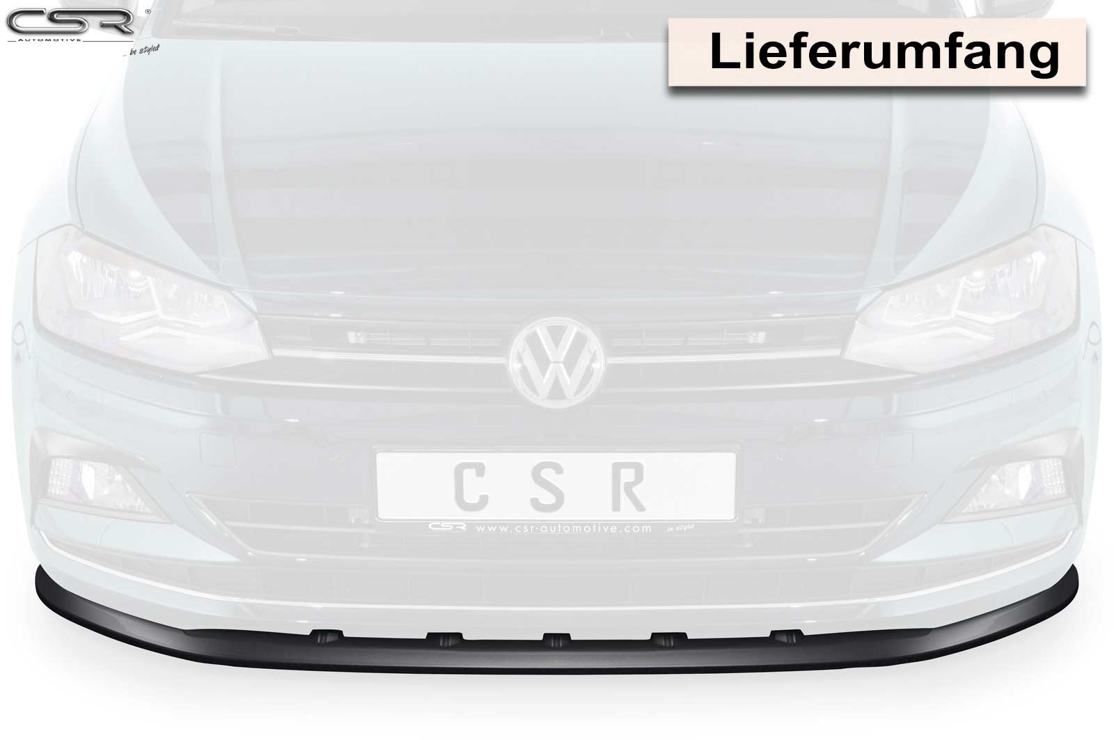 Voorspoiler passend voor VW Polo VI 2G (Typ AW) Glans Zwart – 09/2017–03/2021
