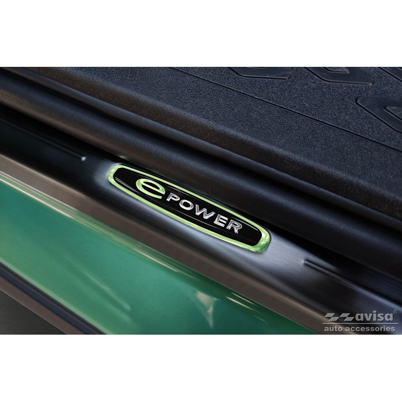 Black Inox door sill protectors  Volkswagen ID.Buzz 2022- 'E-Power' - 2-pieces