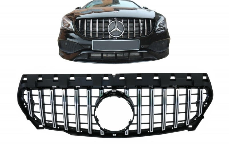 Grill passend voor Mercedes CLA C117 13-16 Chroom Zwart GT Look