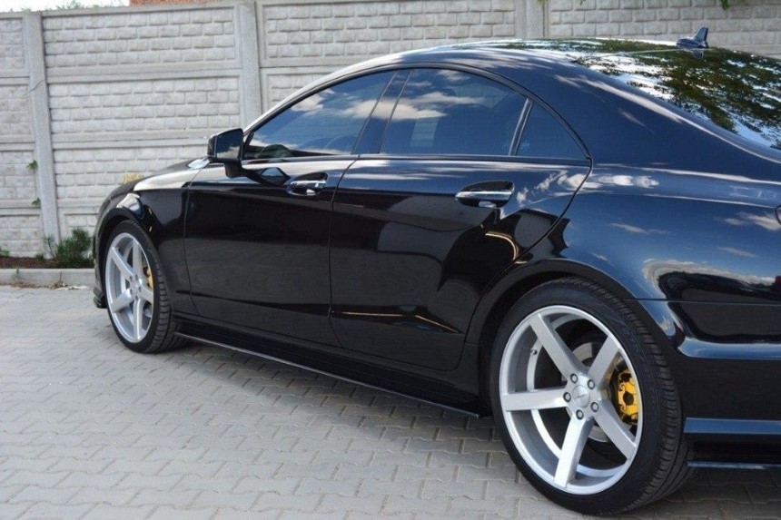 Zijskirts passend voor Mercedes CLS W218 AMG-Line Maxton Design glans zwart