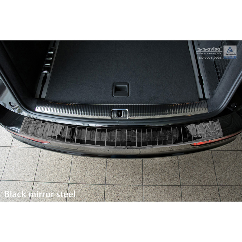 Black Mirror Stainless Steel Rear bumper protector  Audi Q5 2008-2012 & 2012- 'Ribs'