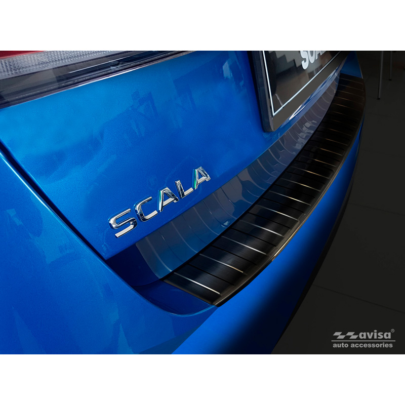 Black Stainless Steel Rear bumper protector  Skoda Scala 2019-2024 & Facelift 2024- 'Ribs'