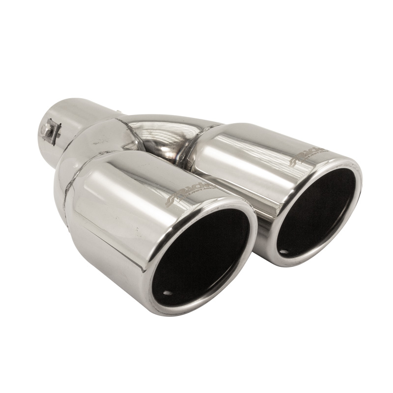 Simoni Racing Exhaust Tip Double Round/Slanting Inox - Ø76xL230mm - Installation ->58mm