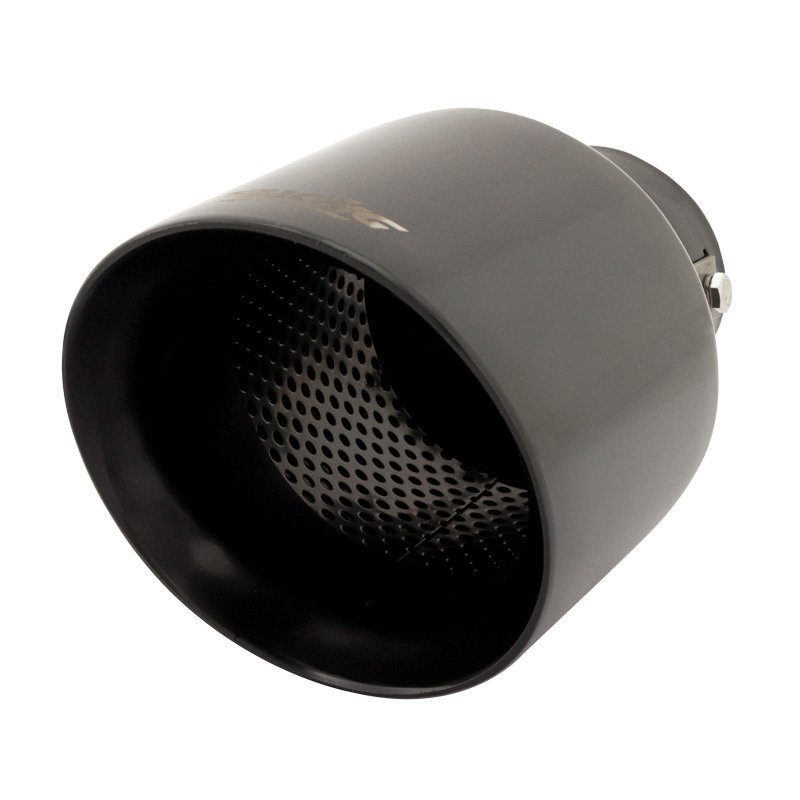 Simoni Racing Exhaust Tip Round/Slanting Inox Black - Ø115xL210mm - Installation 38-63mm