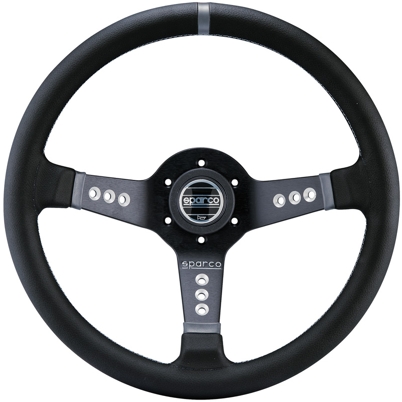 Sparco Universal Steering Wheel L 777 - Black Leather - Diameter 350mm