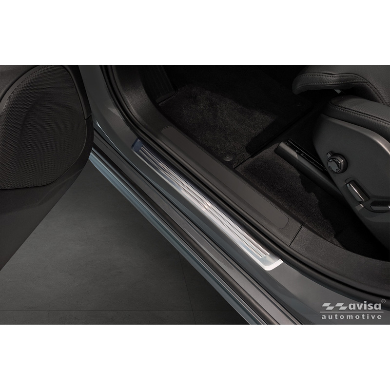 Avisa Inox door sill protectors  Volvo XC90 II 2015-2019 & Facelift 2019-2024 & Facelift 2024- - 'Lines' - 4-pieces