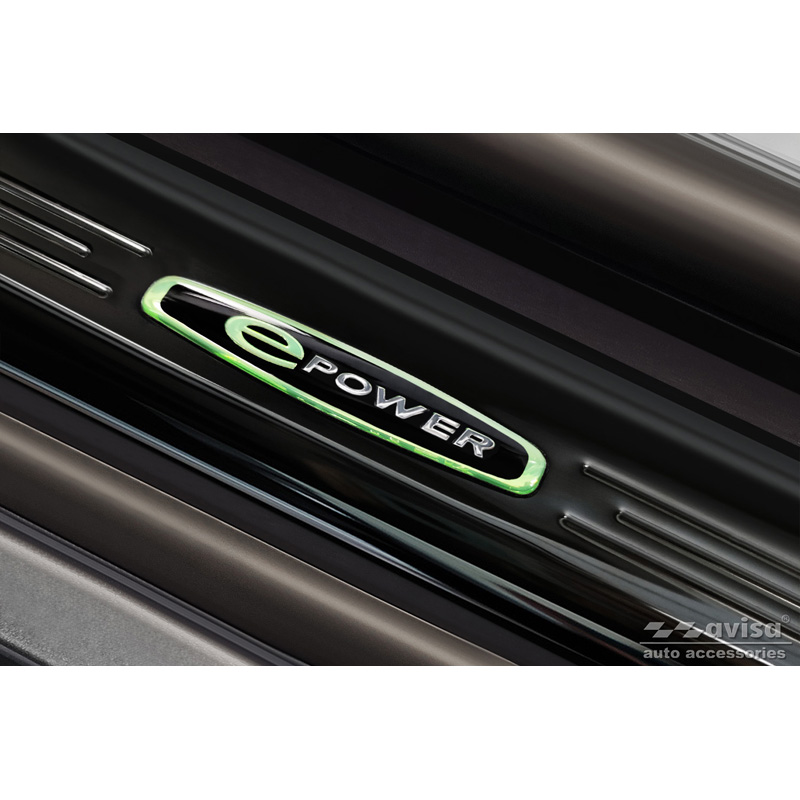 Mirror Black Inox door sill protectors  Tesla Model S 2012-2016 & Facelift 2016- 'E-Power' - 4-pieces